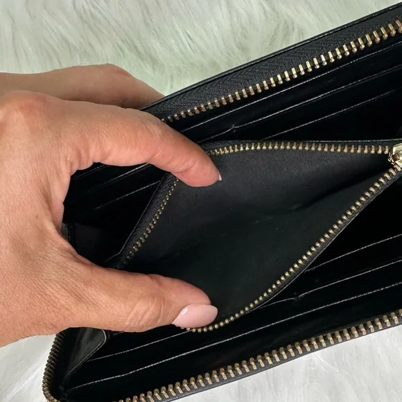 Authentic Miu Miu by Prada leather Black Croc Embossed Zip Around Wallet vintage